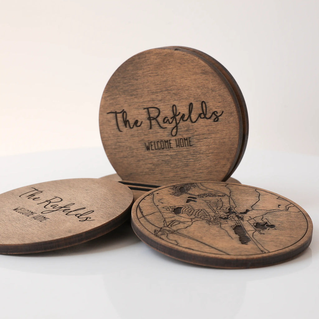 Drink Coasters Custom Engraved | Wedding or Home Gift
