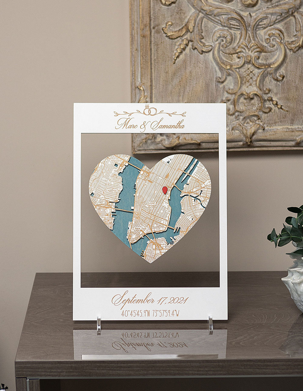 3D Wooden Location Map - Wedding Gift for Couple