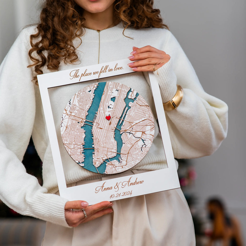 Wooden Christmas Gifts for Family | Framed Map Decor
