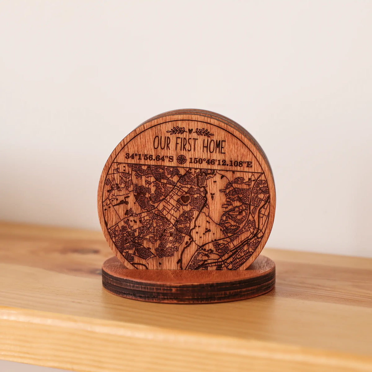 Wooden Drink Coasters | Custom Home Coordinates