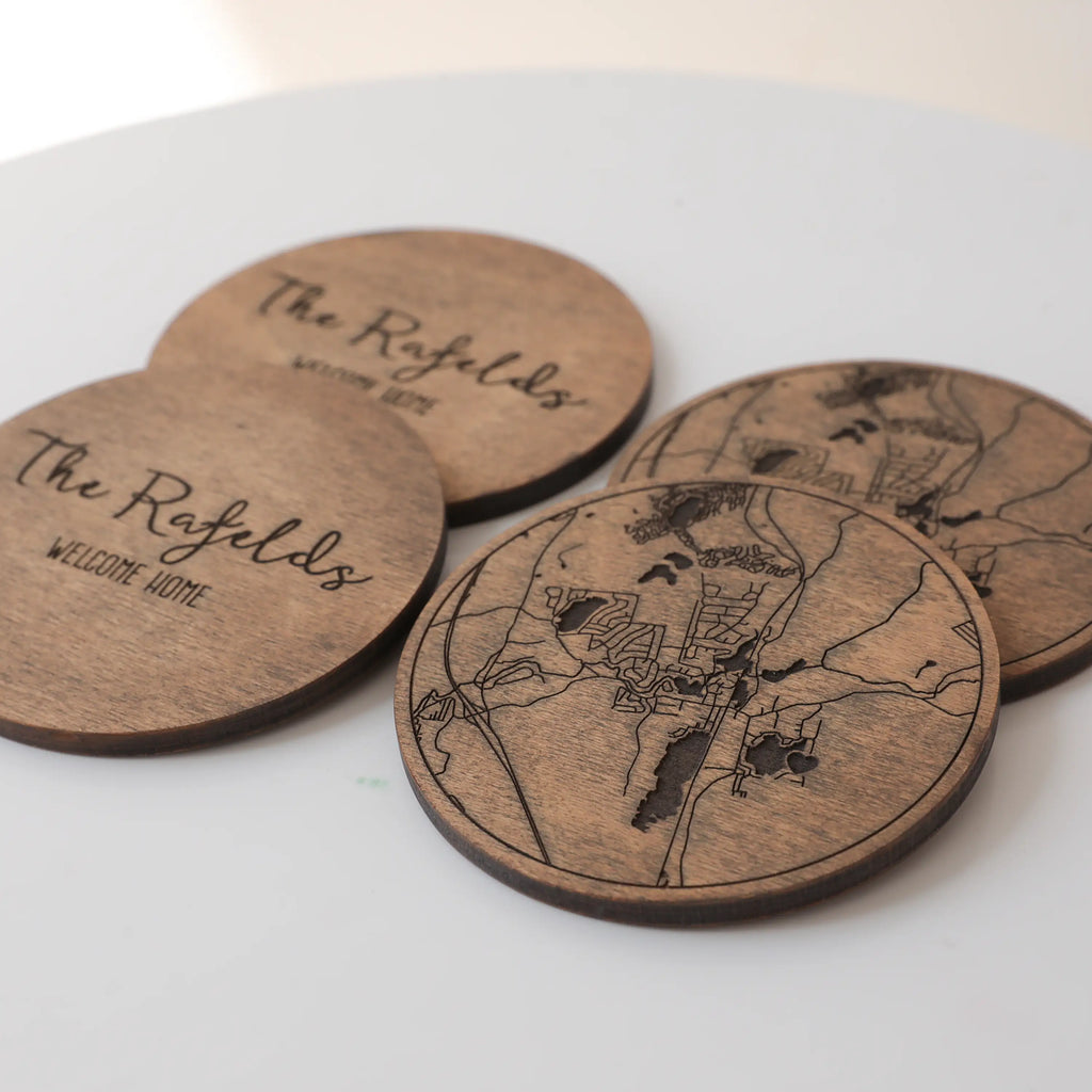 Drink Coasters Custom Engraved | Wedding or Home Gift