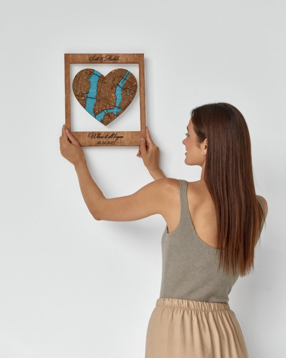 Where It All Began Map Gift for Couples