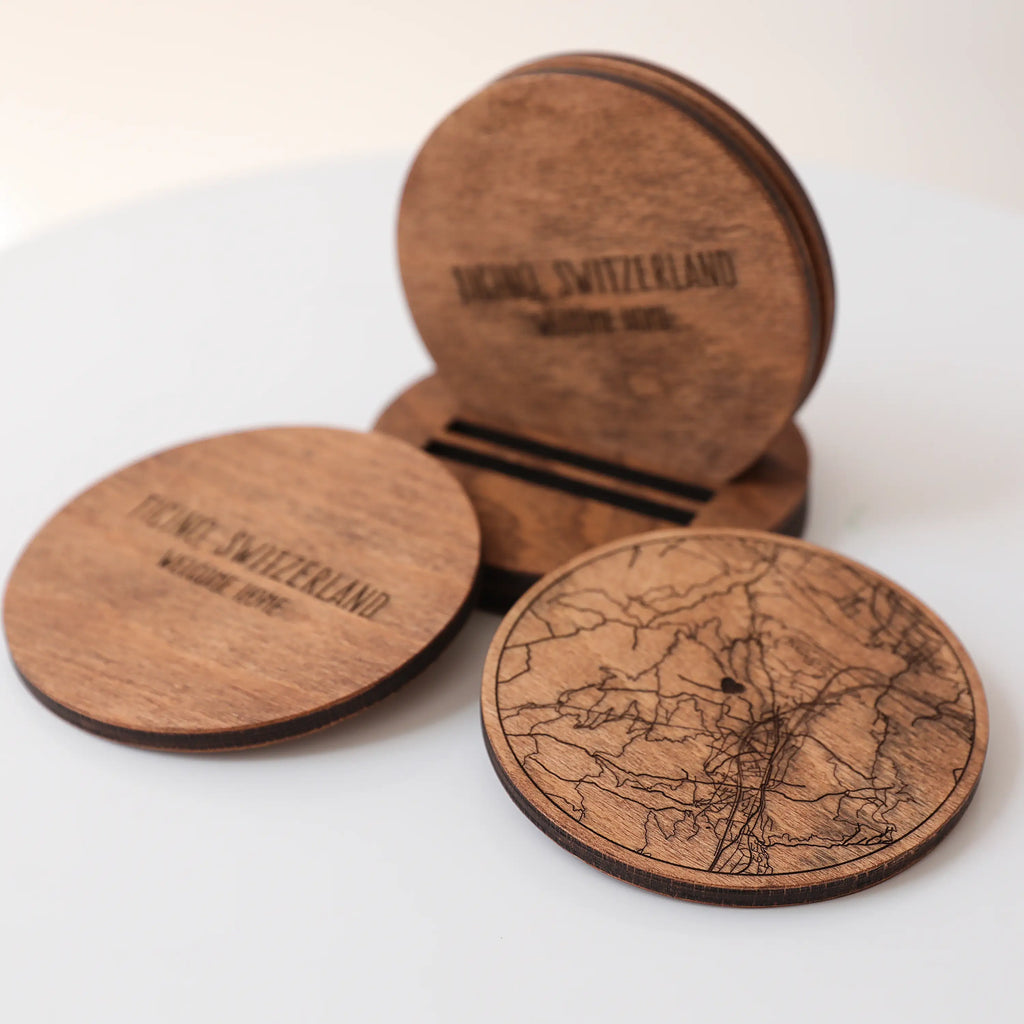 Personalized Drink Coasters with City Map