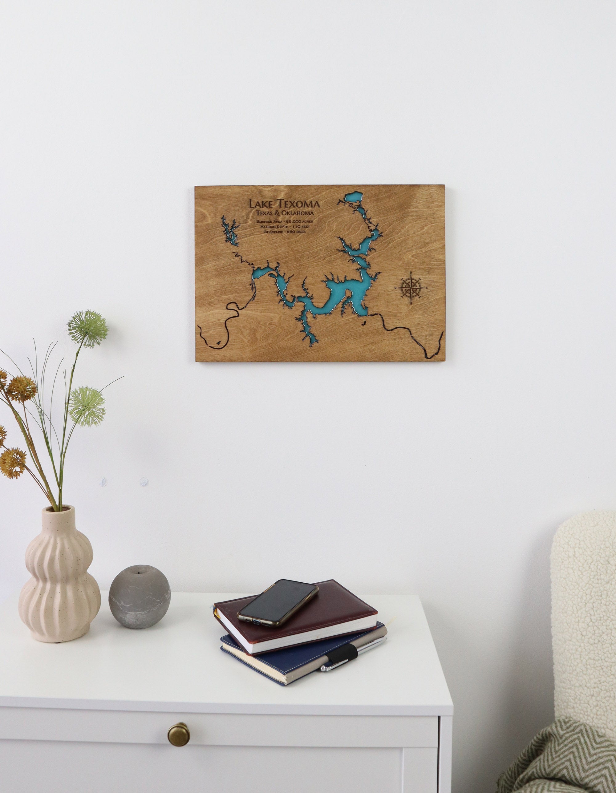 Custom Wooden Epoxy Resin Lake Map- Anstruther Lake