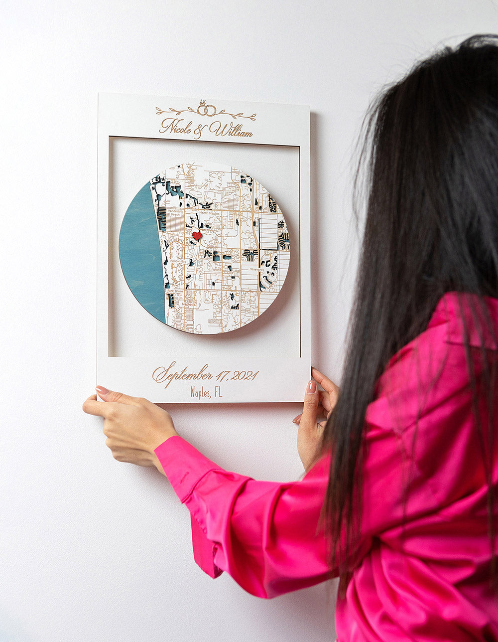 3D Wooden Location Map - Wedding Gift for Couple