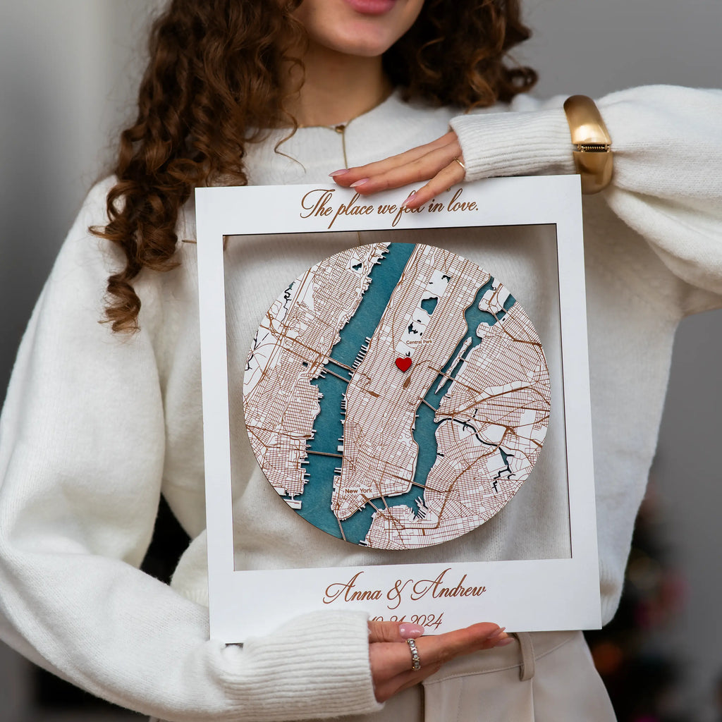 Wooden Christmas Gifts for Family | Framed Map Decor