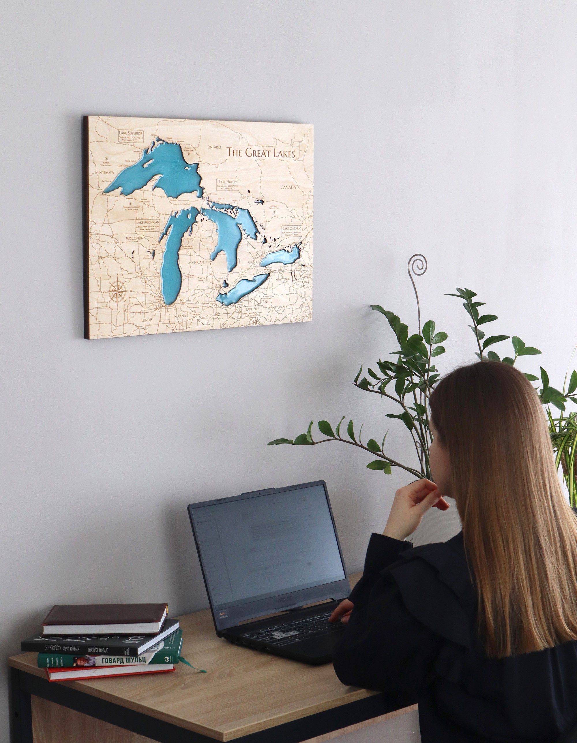 Custom Wooden Epoxy Resin Lake Map- Anstruther Lake