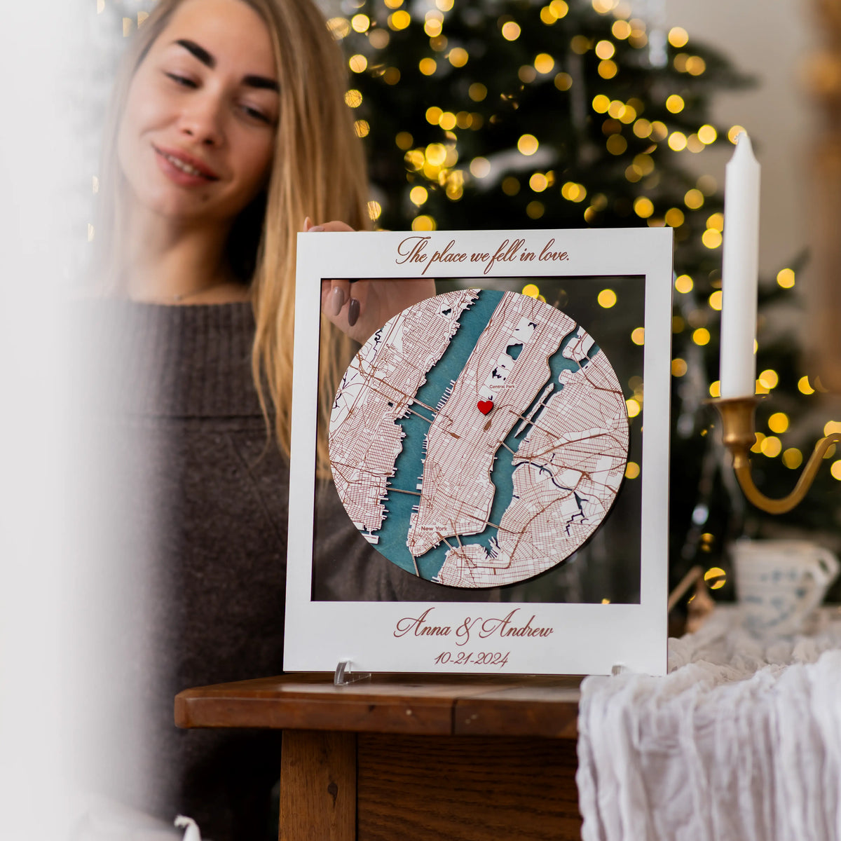 Wooden Christmas Gifts for Family | Framed Map Decor