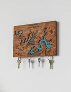 Custom Wooden Lake Map Magnetic Keyholder