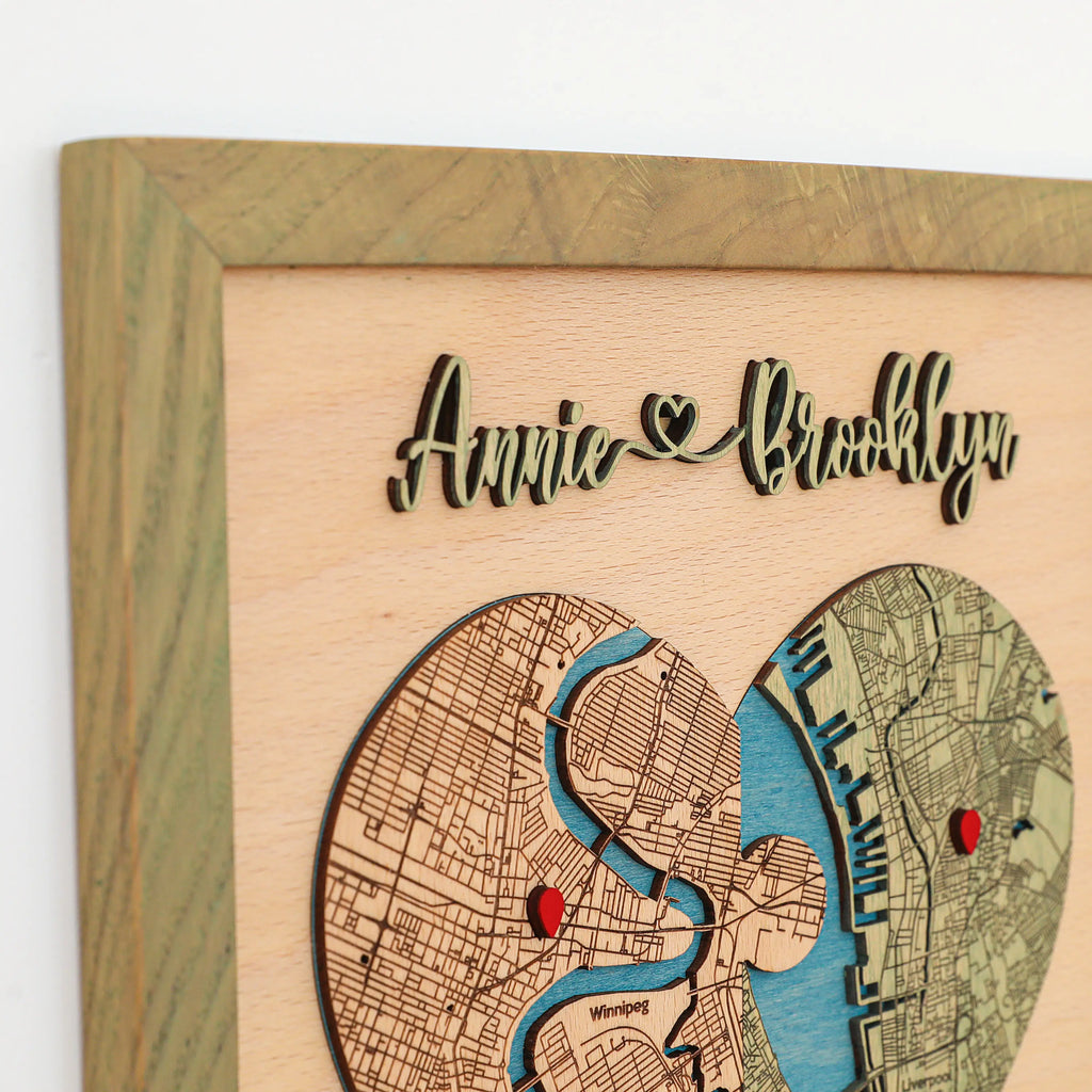 Anniversary Gift for Couples | Personalized Wooden Map