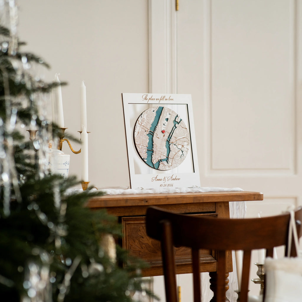 Wooden Christmas Gifts for Family | Framed Map Decor