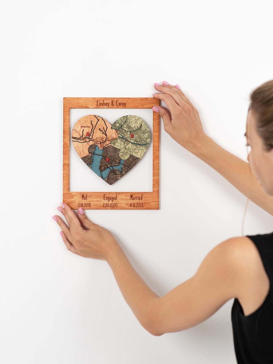 Personalized Map of Our Love Story: Met, Engaged, Married Locations