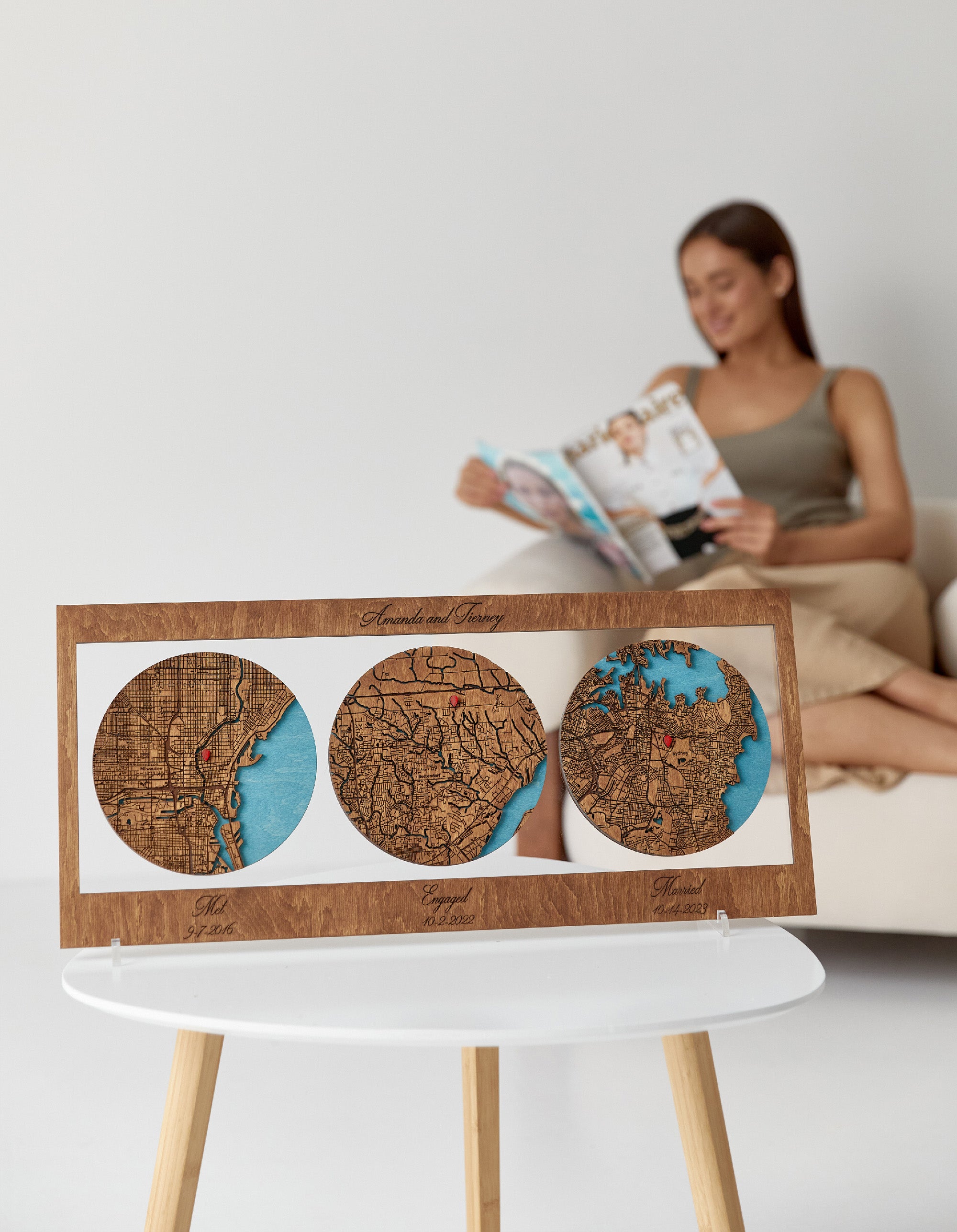 3D Wooden Map for Three Locations