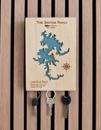 Custom Wooden Lake Map Magnetic Keyholder