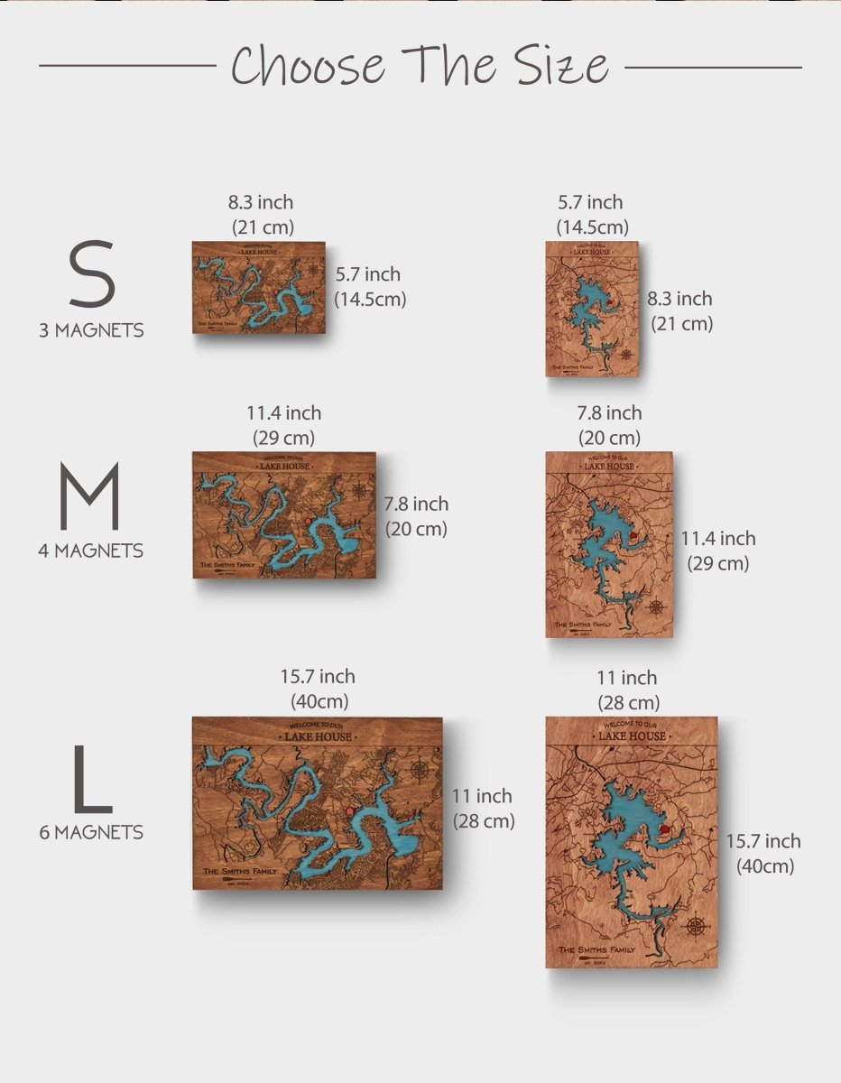 Wooden Lake Map Keyholder for Wall