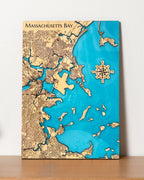 Any Coastal Location, Lake, or River Custom Epoxy Resin Wood Map with Pins