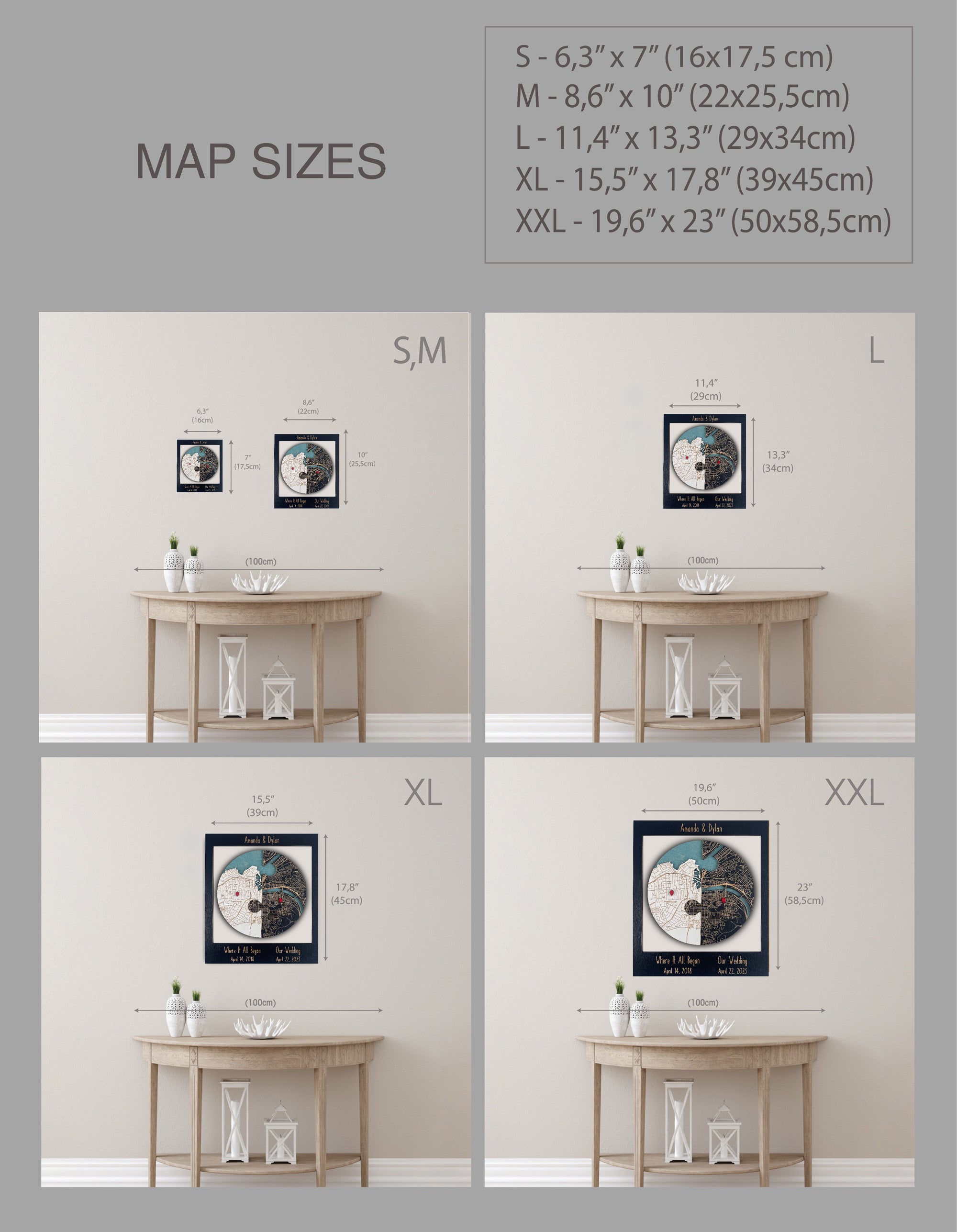 Two Locations Puzzle Map Newlywed Gift