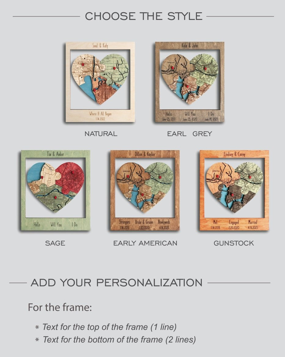 Personalized Three Locations Puzzle Map: Celebrate Your Love Story from Engagement to Marriage - Perfect Anniversary Gift