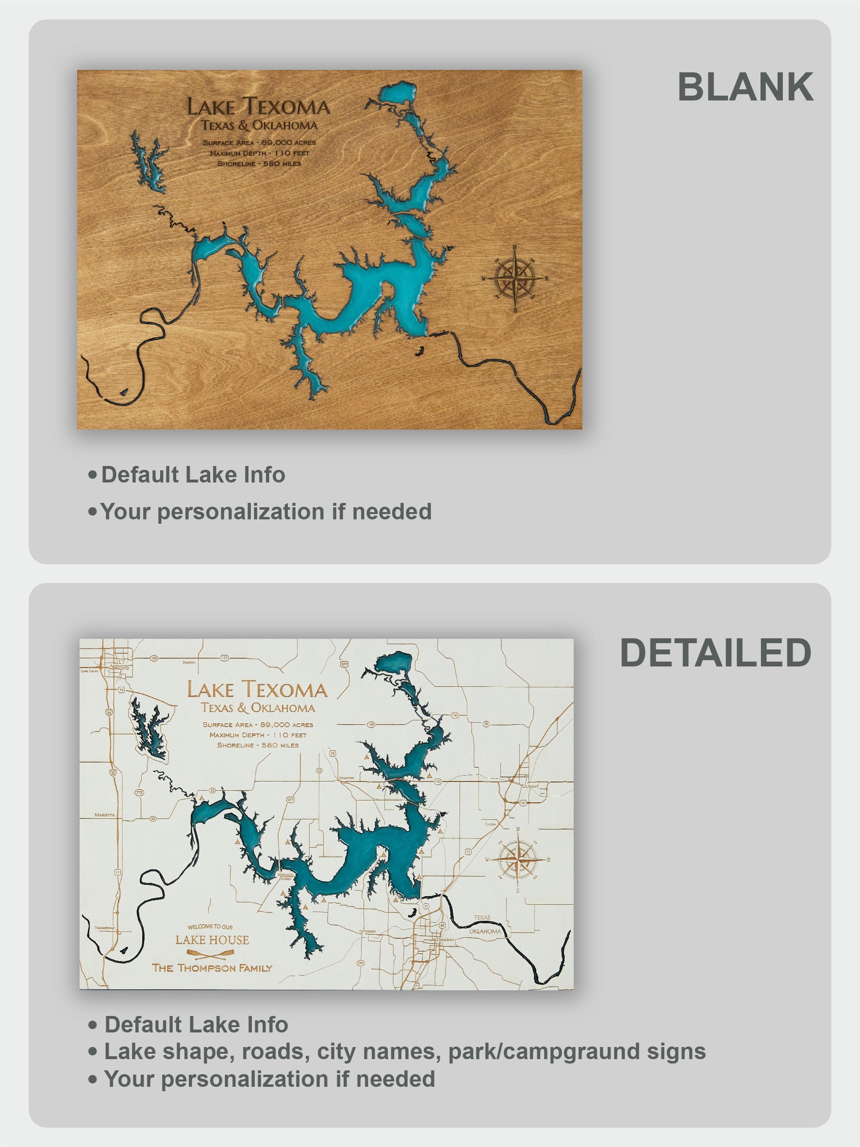 Custom Wooden Epoxy Resin Lake Map- Anstruther Lake