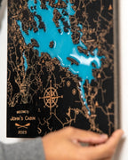 Custom Wood 3D Lake Map With Epoxy Resin - Lake Winnipesaukee