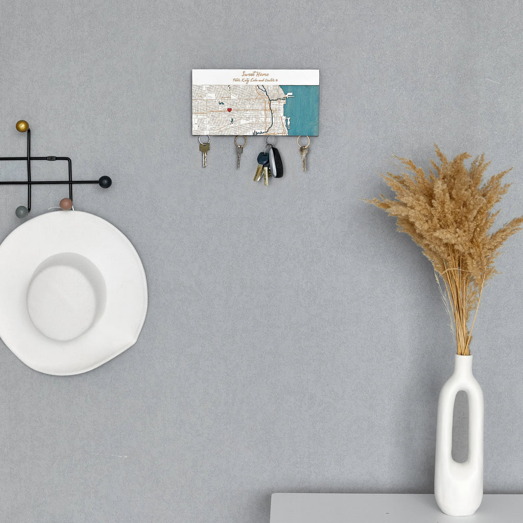 Wooden Magnetic Key Holder for Wall | Custom Coordinates