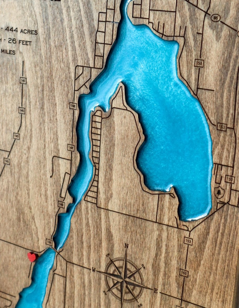 Custom Wood 3D Lake Map With Epoxy Resin - Palmer Lake