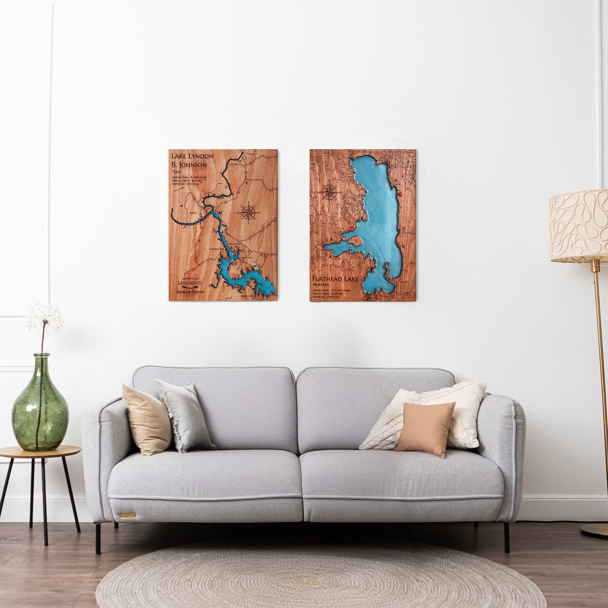 Any Coastal Location, Lake, or River Custom Epoxy Resin Wood Map with Pins