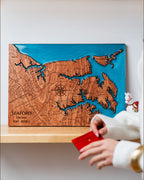 Custom Wood 3D Lake Map With Epoxy Resin - Lake Norman