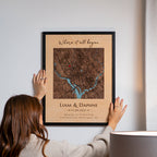 Custom coordinates wall art for wedding anniversary or engagement gift