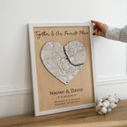 Personalized 5th Anniversary & Wedding Gift – Custom 3D Wood Map for Couples