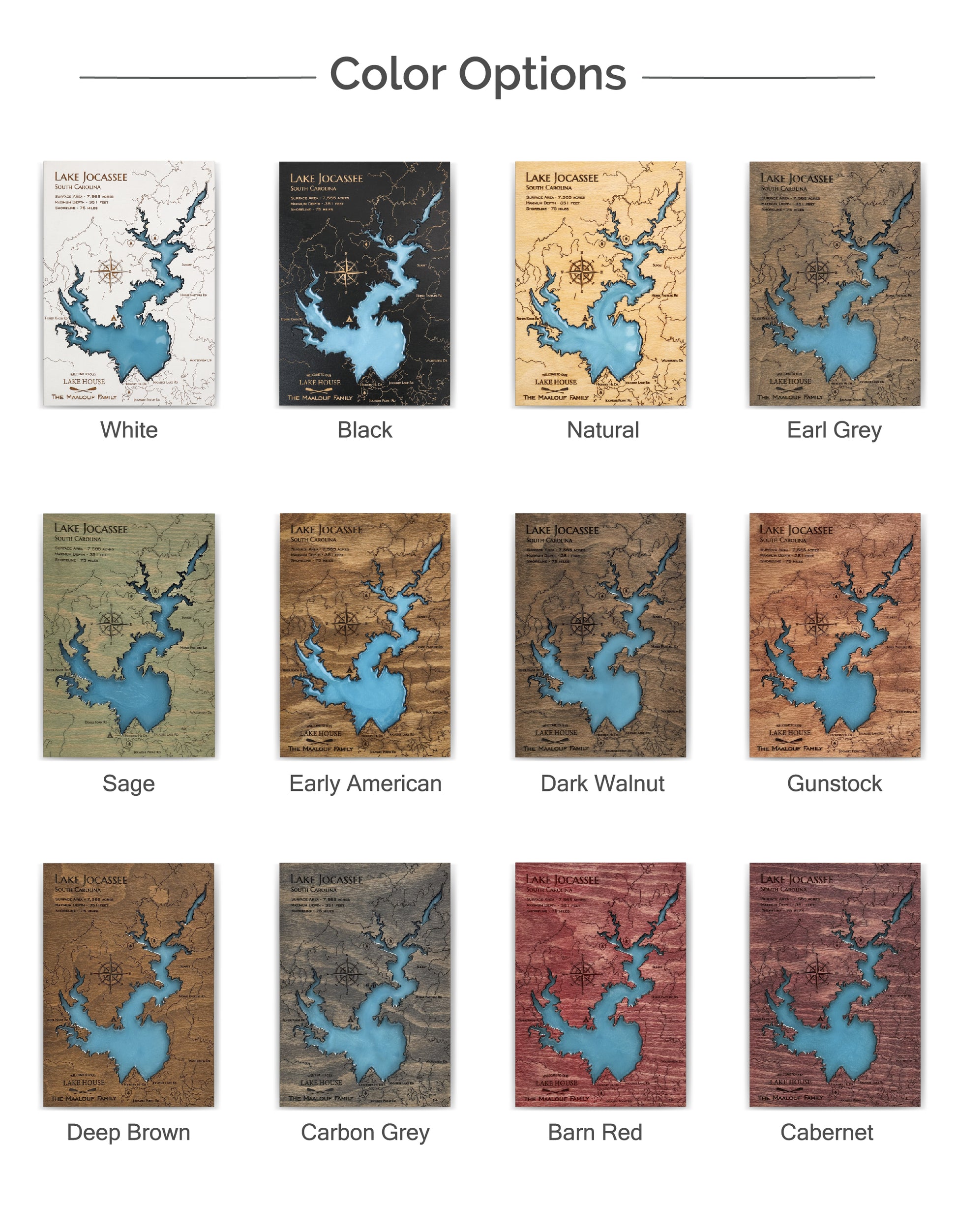 Custom Wood 3D Lake Map With Epoxy Resin - Lake Pokegama