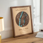 Custom coordinates map marking exact place where we first met with heart icon