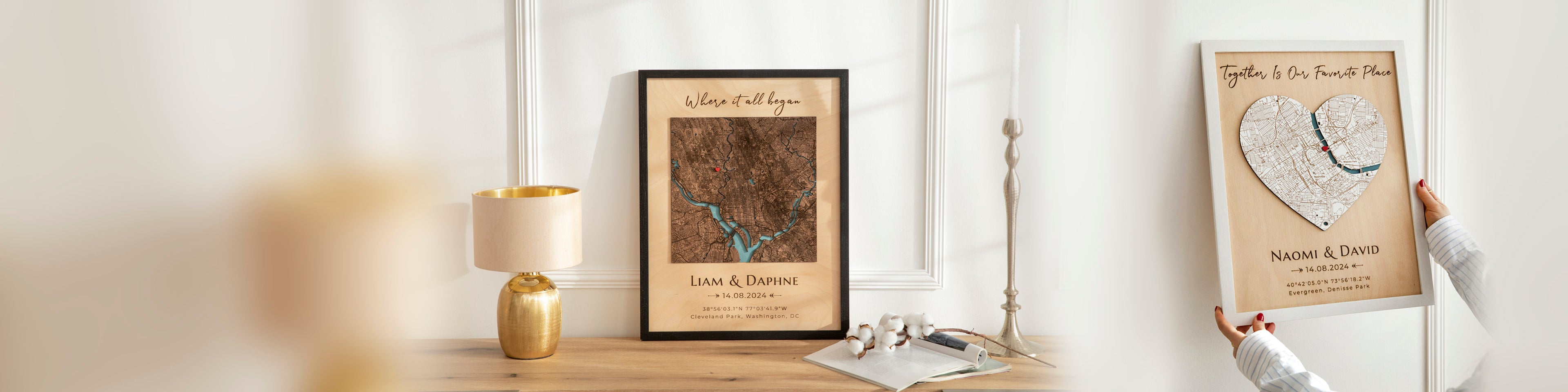 Personalized 3D wooden map for wedding, anniversary, engagement or housewarming gift. 