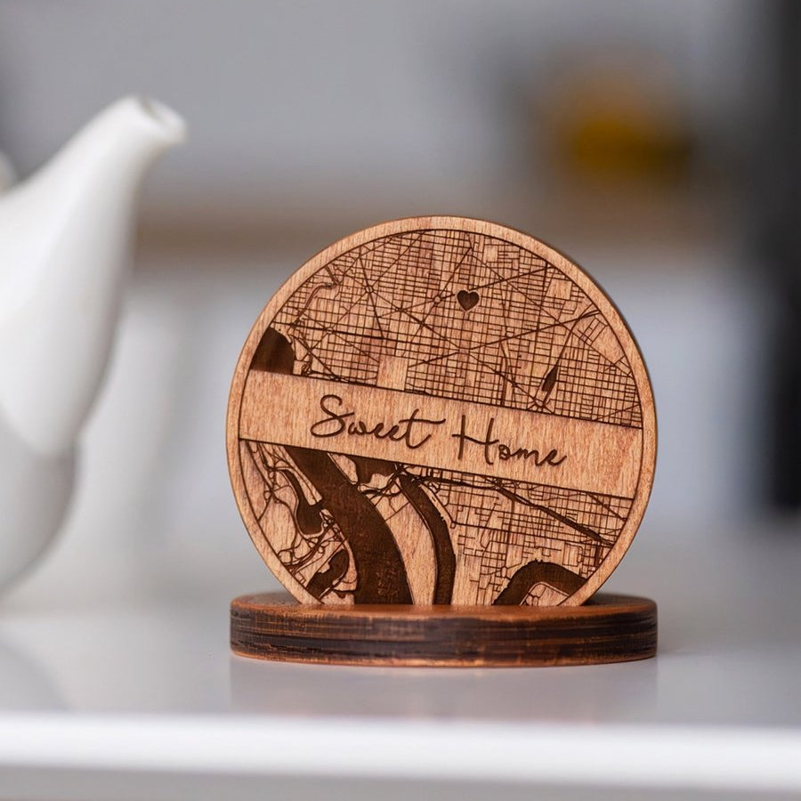 Houten onderzetters met eigen ontwerp