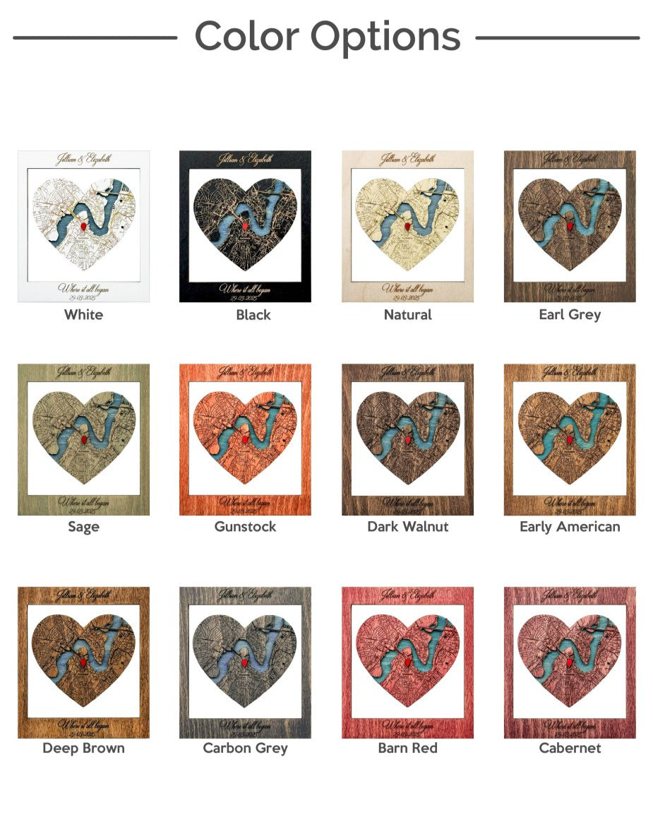 Color options for heart-shaped frames with a design of a snake and a flower.