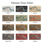 Custom wooden map key holder color options including natural wood, walnut, black, sage and deep brown for personalized wall key holder