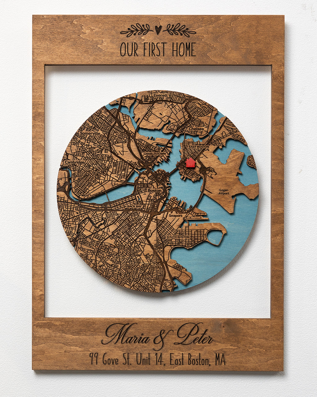 3D Wooden Location Map - Housewarming Gift First Home