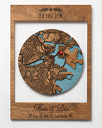 3D Wooden Location Map - Housewarming Gift First Home