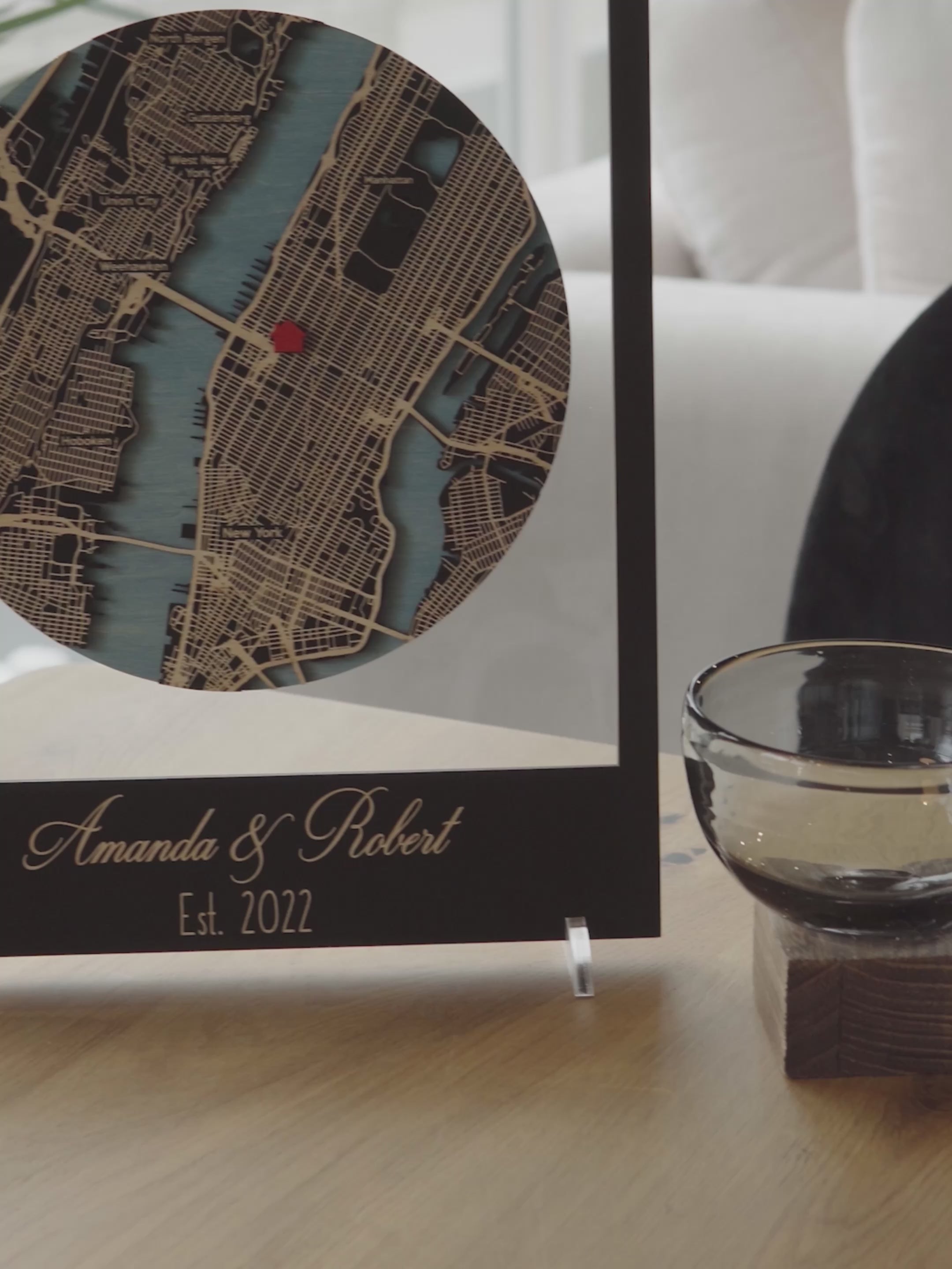 3D Wooden Location Map - Housewarming Gift First Home