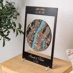 Personalized welcome home map in black frame with custom city layout for new homeowners
